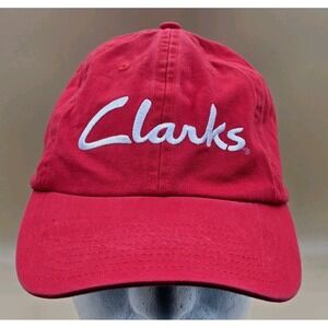 Clarks Footwear Hat Shoes Adjustable Size Red Scriot Logo Cap Rare Advertising
